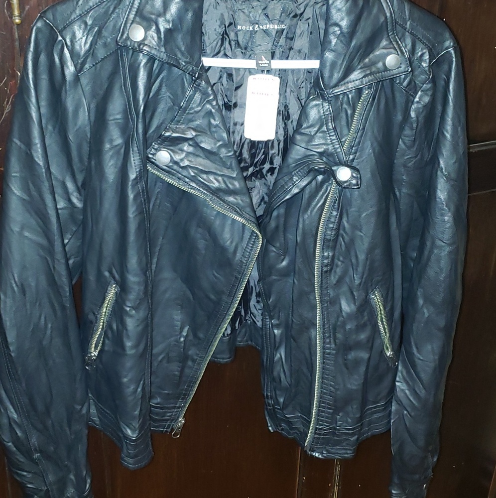 Faux black leather jacket
